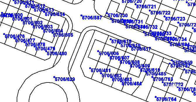 Parcela st. 5706/606 v KÚ Jihlava, Katastrální mapa