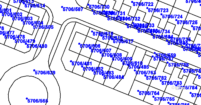 Parcela st. 5706/608 v KÚ Jihlava, Katastrální mapa