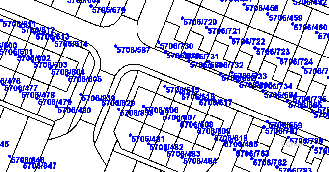 Parcela st. 5706/615 v KÚ Jihlava, Katastrální mapa