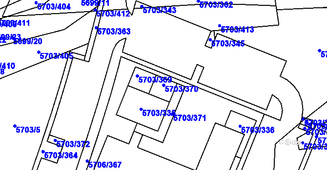 Parcela st. 5703/370 v KÚ Jihlava, Katastrální mapa