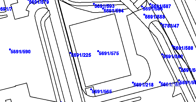 Parcela st. 5691/575 v KÚ Jihlava, Katastrální mapa