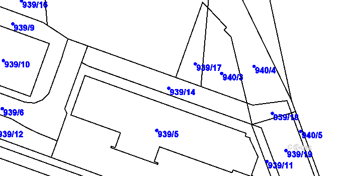 Parcela st. 939/14 v KÚ Jihlava, Katastrální mapa