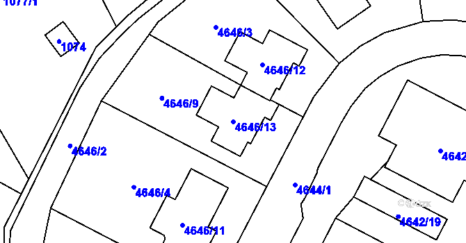 Parcela st. 4646/13 v KÚ Jihlava, Katastrální mapa