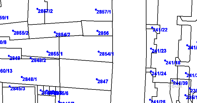 Parcela st. 2854/1 v KÚ Jihlava, Katastrální mapa