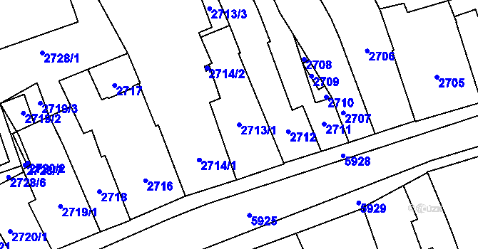 Parcela st. 2713/1 v KÚ Jihlava, Katastrální mapa