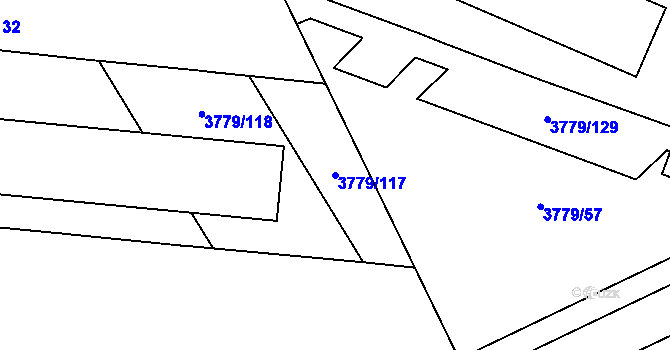Parcela st. 3779/117 v KÚ Jihlava, Katastrální mapa
