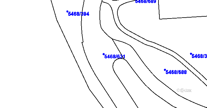 Parcela st. 5468/631 v KÚ Jihlava, Katastrální mapa