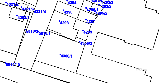Parcela st. 4300/2 v KÚ Jihlava, Katastrální mapa