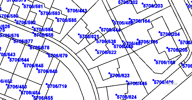 Parcela st. 5706/622 v KÚ Jihlava, Katastrální mapa