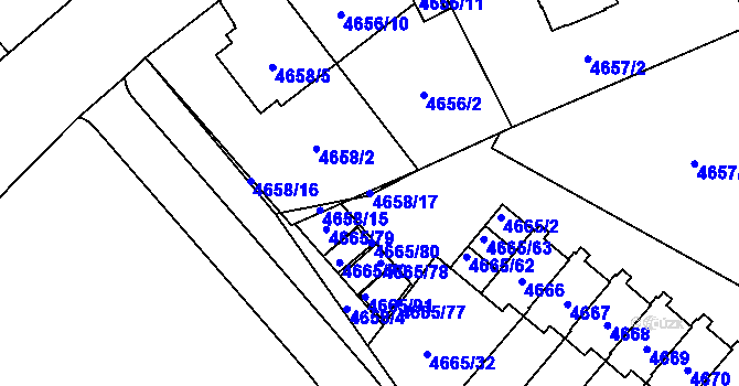Parcela st. 4658/17 v KÚ Jihlava, Katastrální mapa