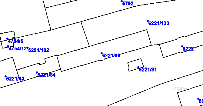 Parcela st. 6221/85 v KÚ Jihlava, Katastrální mapa