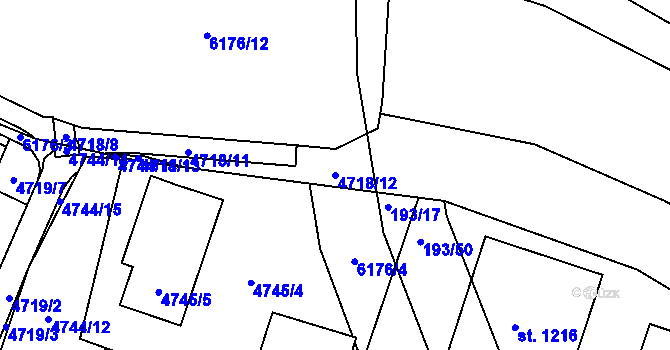 Parcela st. 4718/12 v KÚ Jihlava, Katastrální mapa