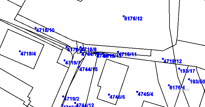 Parcela st. 4718/13 v KÚ Jihlava, Katastrální mapa