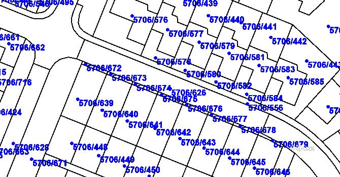Parcela st. 5706/626 v KÚ Jihlava, Katastrální mapa