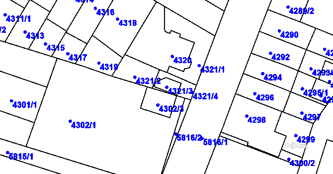 Parcela st. 4321/3 v KÚ Jihlava, Katastrální mapa