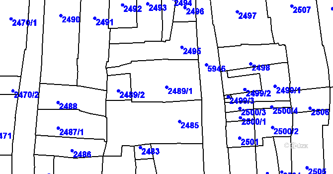 Parcela st. 2489/1 v KÚ Jihlava, Katastrální mapa