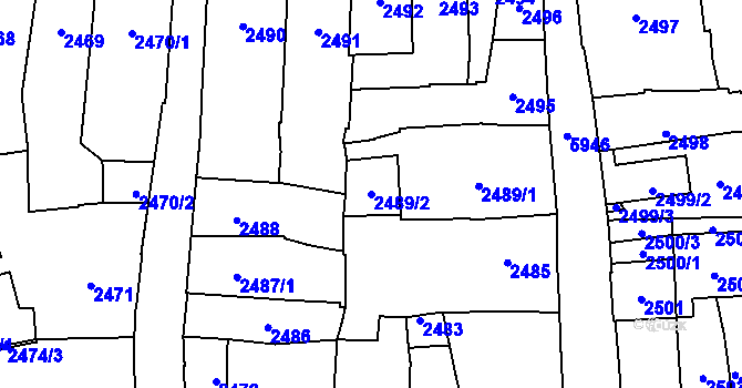 Parcela st. 2489/2 v KÚ Jihlava, Katastrální mapa