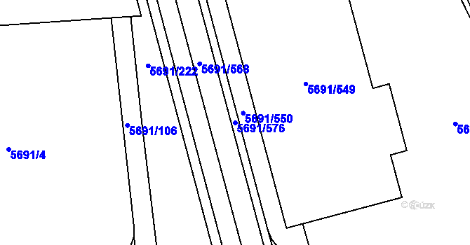 Parcela st. 5691/576 v KÚ Jihlava, Katastrální mapa