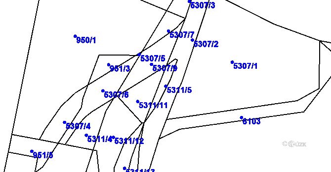Parcela st. 5311/5 v KÚ Jihlava, Katastrální mapa