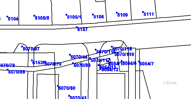 Parcela st. 5070/116 v KÚ Jihlava, Katastrální mapa