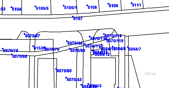 Parcela st. 5070/117 v KÚ Jihlava, Katastrální mapa