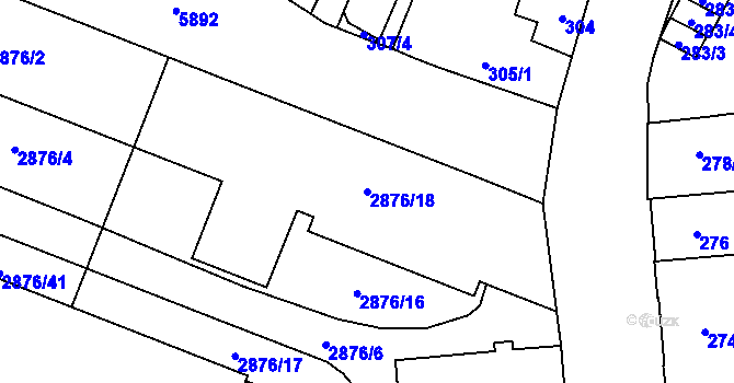 Parcela st. 2876/18 v KÚ Jihlava, Katastrální mapa