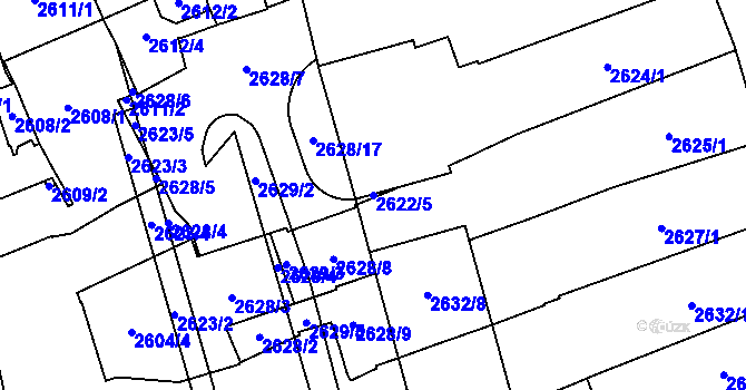 Parcela st. 2622/5 v KÚ Jihlava, Katastrální mapa