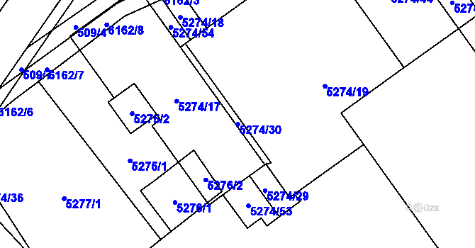 Parcela st. 5274/30 v KÚ Jihlava, Katastrální mapa