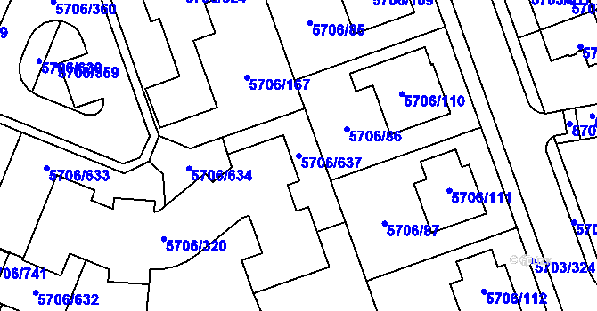 Parcela st. 5706/637 v KÚ Jihlava, Katastrální mapa