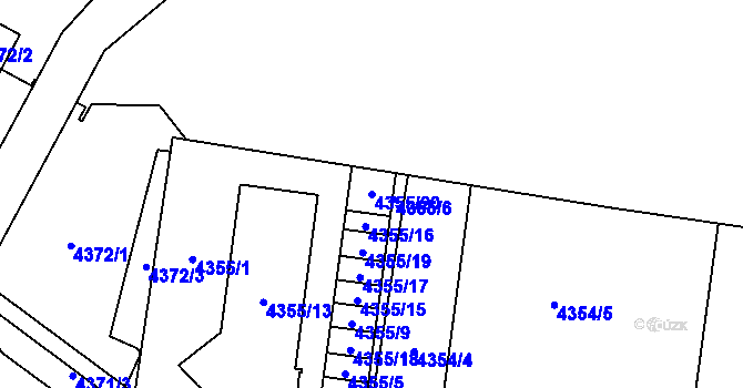 Parcela st. 4355/20 v KÚ Jihlava, Katastrální mapa