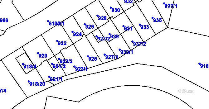 Parcela st. 927/1 v KÚ Jihlava, Katastrální mapa