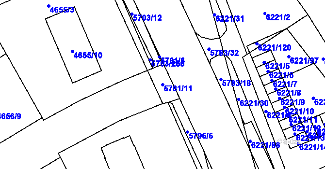 Parcela st. 5781/11 v KÚ Jihlava, Katastrální mapa