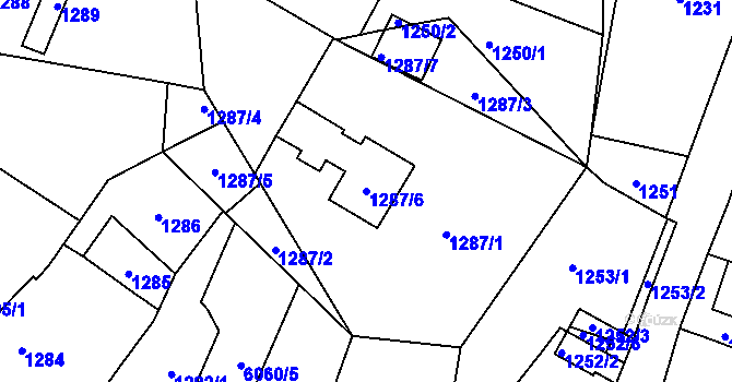 Parcela st. 1287/6 v KÚ Jihlava, Katastrální mapa