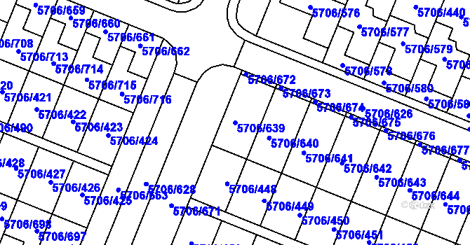 Parcela st. 5706/639 v KÚ Jihlava, Katastrální mapa