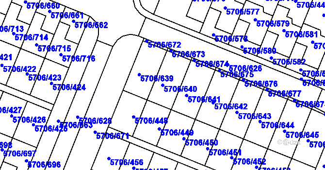 Parcela st. 5706/640 v KÚ Jihlava, Katastrální mapa
