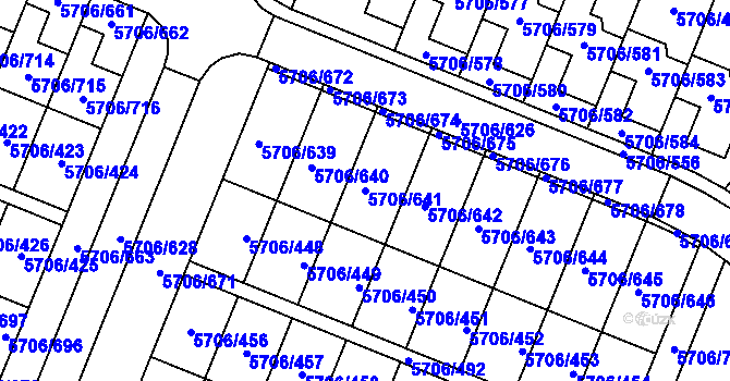 Parcela st. 5706/641 v KÚ Jihlava, Katastrální mapa