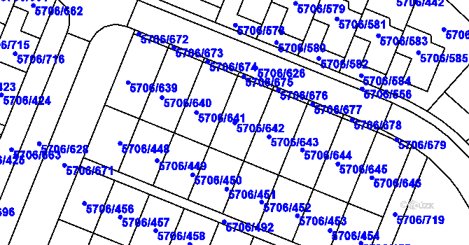 Parcela st. 5706/642 v KÚ Jihlava, Katastrální mapa