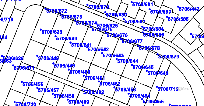 Parcela st. 5706/643 v KÚ Jihlava, Katastrální mapa