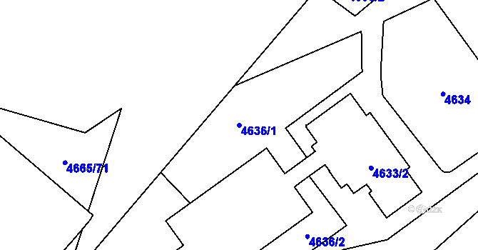 Parcela st. 4636/1 v KÚ Jihlava, Katastrální mapa