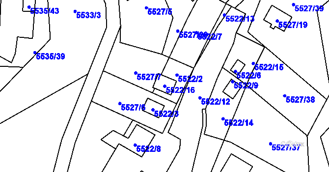 Parcela st. 5522/16 v KÚ Jihlava, Katastrální mapa
