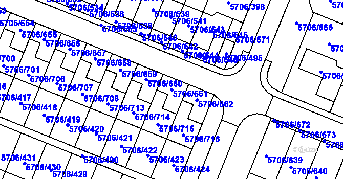 Parcela st. 5706/661 v KÚ Jihlava, Katastrální mapa