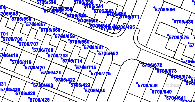 Parcela st. 5706/662 v KÚ Jihlava, Katastrální mapa