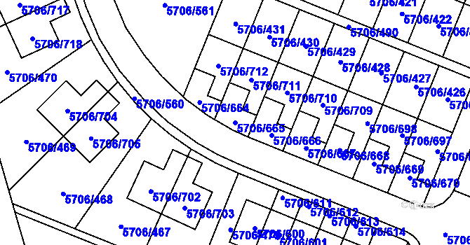Parcela st. 5706/665 v KÚ Jihlava, Katastrální mapa
