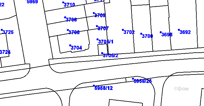Parcela st. 3705/2 v KÚ Jihlava, Katastrální mapa