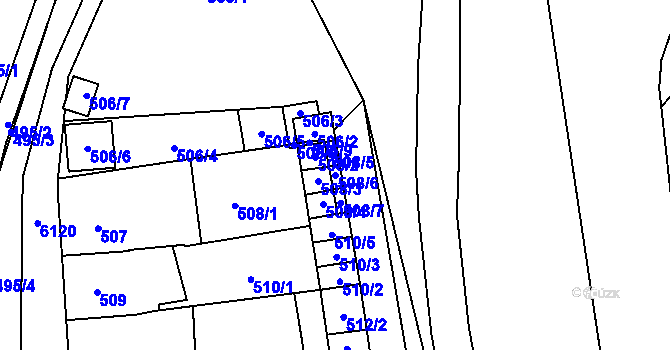 Parcela st. 508/6 v KÚ Jihlava, Katastrální mapa