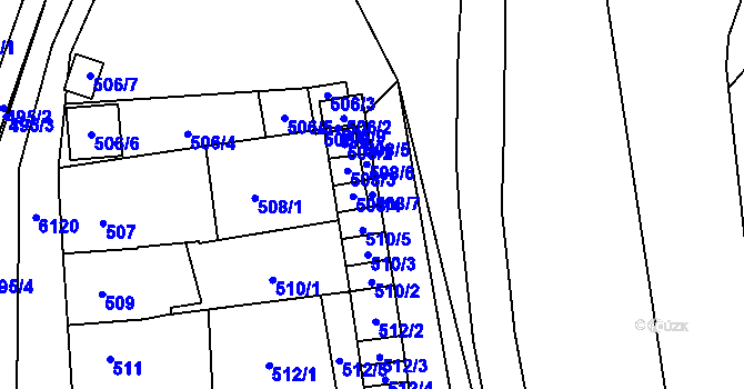 Parcela st. 508/7 v KÚ Jihlava, Katastrální mapa