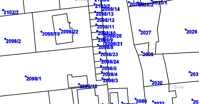 Parcela st. 2098/23 v KÚ Jihlava, Katastrální mapa