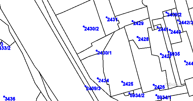 Parcela st. 2430/1 v KÚ Jihlava, Katastrální mapa