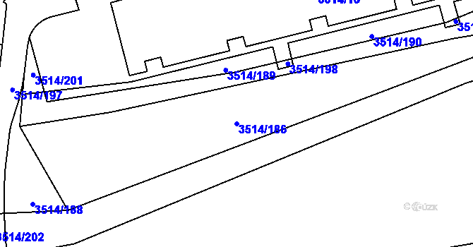 Parcela st. 3514/186 v KÚ Jihlava, Katastrální mapa