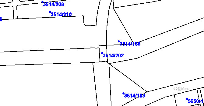 Parcela st. 3514/202 v KÚ Jihlava, Katastrální mapa